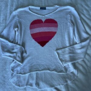 Wooden Ships Cream Sweater with Pink Heart